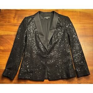 Ann Taylor Women’s Black Shimmer Sequin Blazer Jacket Sz 2